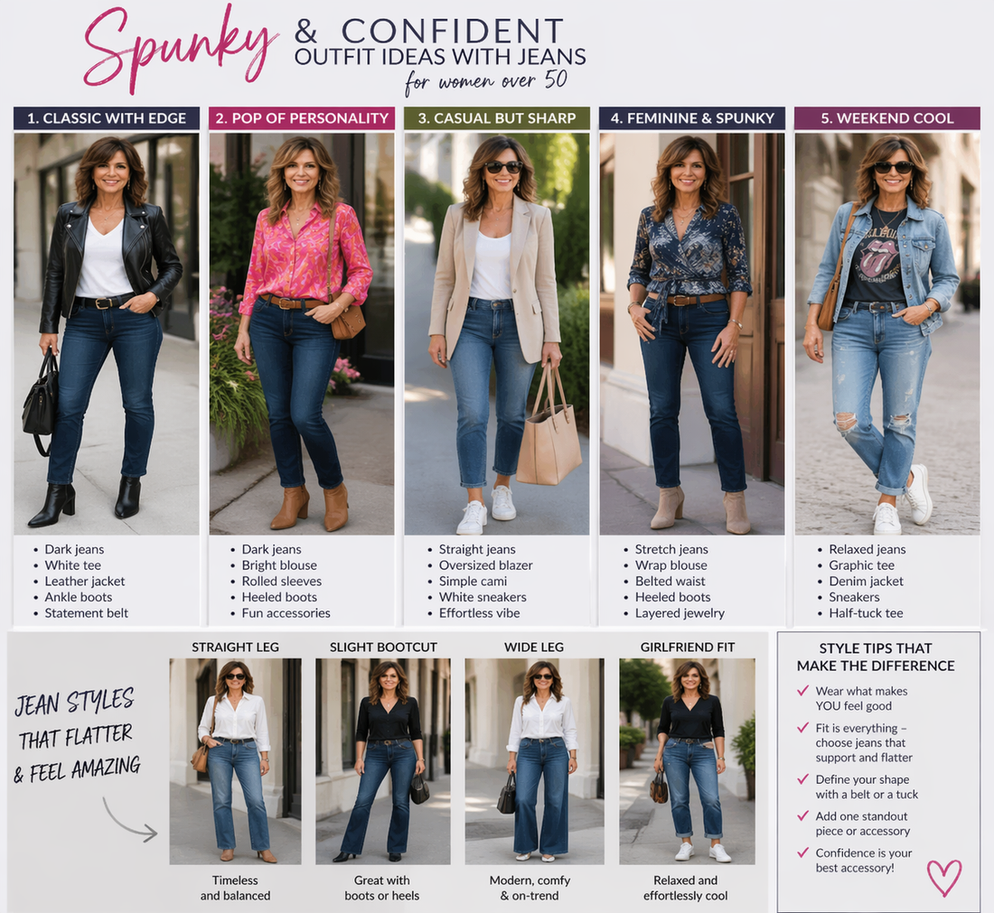 Spunky and Confident Outfit ideas with Jeans - For women over 50